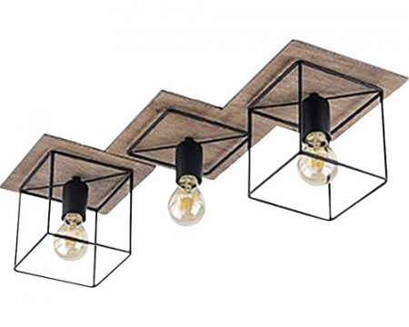 Corpuri de Iluminat - Plafonieră 3x60W, negru/maro antic