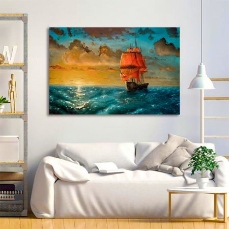 Tablou Canvas - Sailing on sunset [2]
