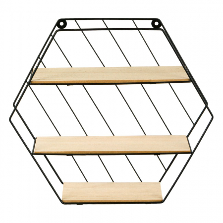 Raft decorativ 3 niveluri din Metal & lemn 35x9x30,5 cm [1]