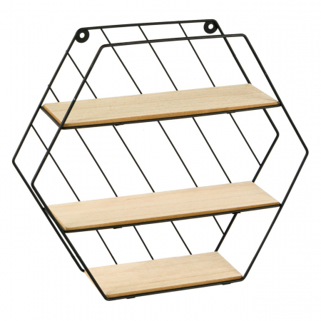 Raft decorativ 3 niveluri din Metal & lemn 35x9x30,5 cm [3]