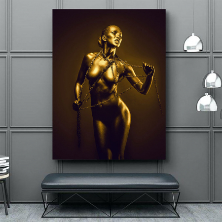 Tablou Canvas - Golden Nude Pose 4 [2]