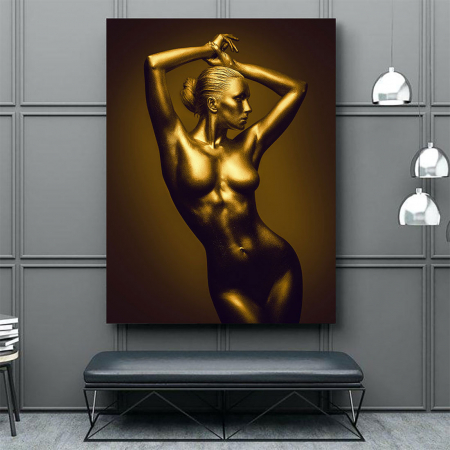 Tablou Canvas - Golden Nude Pose 5 [2]