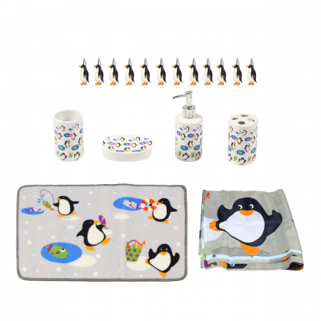 Seturi baie și accesorii - Set accesorii pentru baie, Pingu, 18 piese