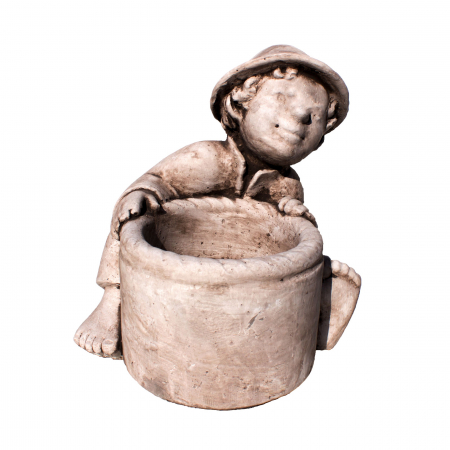 Ghivece și glastre - Statuie băiat, decorațiune grădină, beton, 40 x 32 x 38 cm