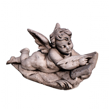 Decoratiuni și ornamente - Statuie înger cu aripi, decorațiune grădină, beton, 18 x 16 x 34 cm