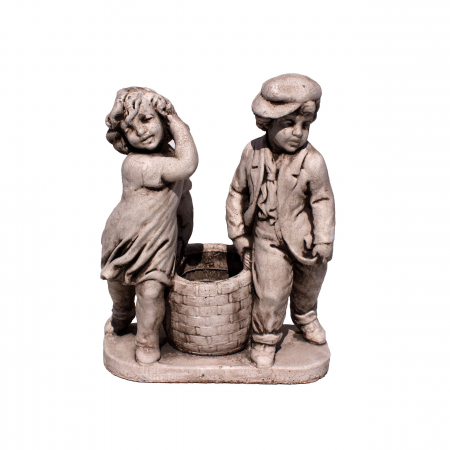 Ghivece și glastre - Statuie pereche cu coș, decorațiune grădină, beton, 50 x 25 x 65 cm