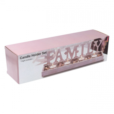 Suport pentru lumânări din lemn, sfeșnice și pietre decorative”FAMILY”-38.5x9.5x10 cm [2]