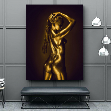 Tablou Canvas - Golden Nude Pose 2 [2]