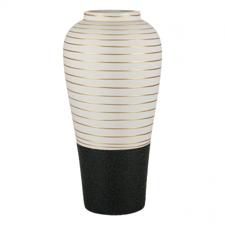 Vaze si Boluri - Vază decorativă bej & negru din ceramică,16x33 cm