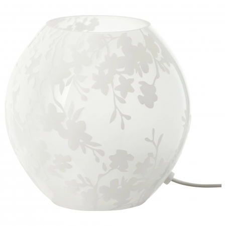Corpuri de Iluminat - Veioză decorativă cu model, sticlă, albă - 18cm