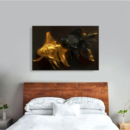 Tablou Canvas - Black & Gold Fish [3]