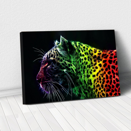 Decor de perete - Tablou Canvas - Neon leopard