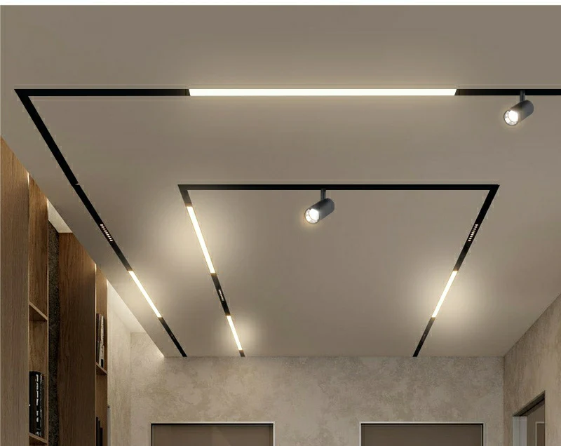 Banda LED Tripla Sina Magnetica, Lumina Neutra, Incastrata, 18W, Negru [3]