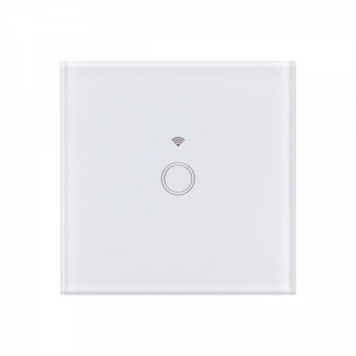 Intrerupator touch simplu WI-FI, sticla securizata, alb [2]