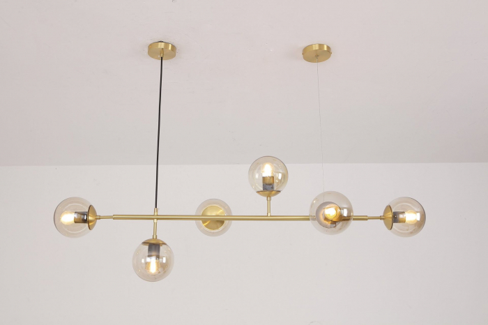 Lustra 6 brate ARIA Gold Globe Amber [6]