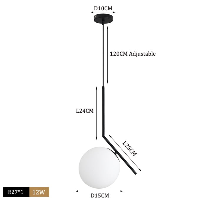 Pendul BLACK Glob Sticla E27 BRAVI SIDE [2]