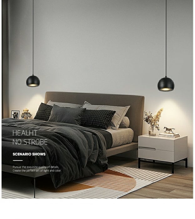 Pendul LED Sina Magnetica, Lumina Neutra, 7W, Negru [2]