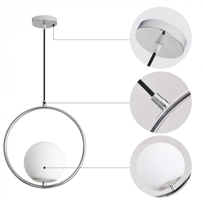 Pendul SILVER Glob Sticla E27 BRAVI [2]