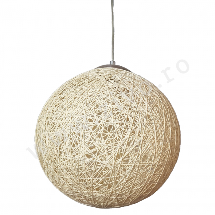 Pendul  E27 GLOB Material Natural Impletit 30CM SIGRID CREAM [2]