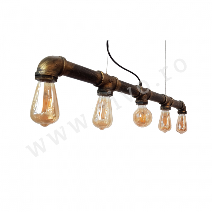 Lustra Teava Industriala 5xE27 STEAMPUNK [4]