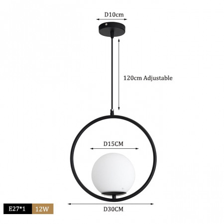 Pendule - Pendul BLACK Glob Sticla E27 BRAVI