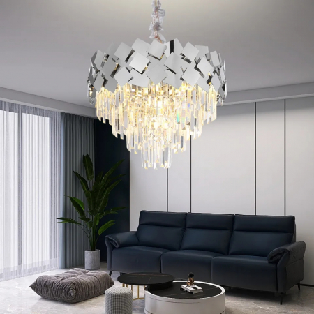 Produse Noi - Candelabru 4K Cristal LIVIGNO Argintiu 7xE27 400mm