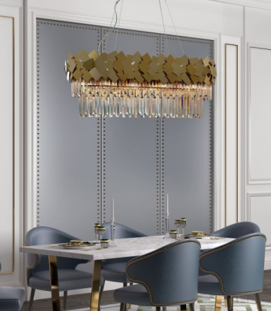 Produse Noi - Candelabru 4K Cristal LIVIGNO Gold 14xE27 800X300MM