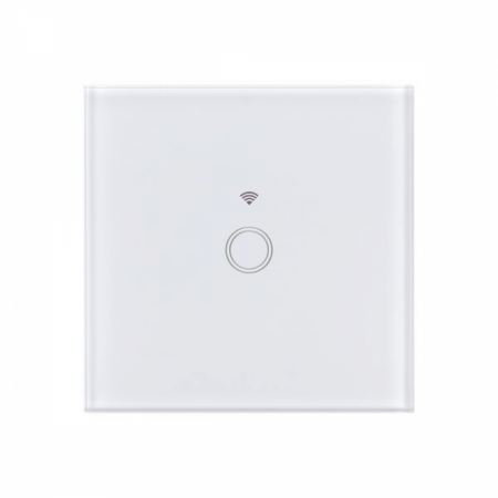 Intrerupator touch simplu WI-FI, sticla securizata, alb [1]