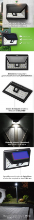 Lampa solara de perete cu senzor de miscare si 24 leduri SMD 3W 460lm [1]