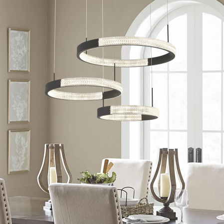 Produse Noi - Lustra LED Lithgow Black Circles 200w