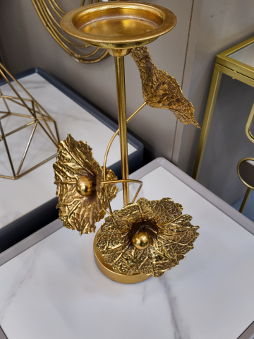 Produse Noi - Obiect Decorativ Metalic Auriu Leaf
