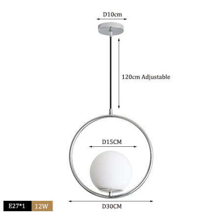Pendule - Pendul SILVER Glob Sticla E27 BRAVI