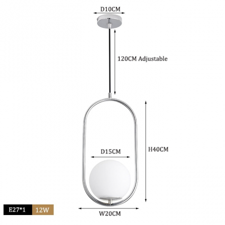 Pendul SILVER Glob Sticla E27 BRAVI TUY [1]