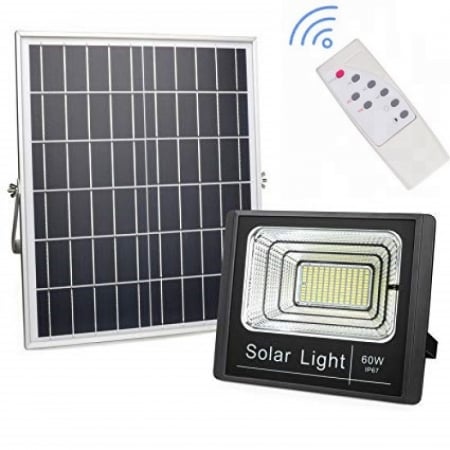 Corpuri de Iluminat Industrial - Proiector LED 60W cu Panou Solar si Telecomanda