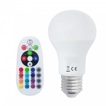 Becuri LED - Bec Led E27, 8W=70W, Rgb+6400K, lumina rece, 850Lm + Smart Kit Telecomanda