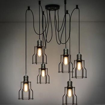 Candelabre - Suspensie , 8 x E27, Neagra STUNO