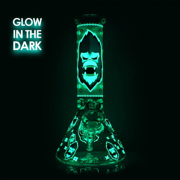 Bong sticla, Black Sheep, Glow Dark Orange Gorilla, Triple Glass, 25cm [4]