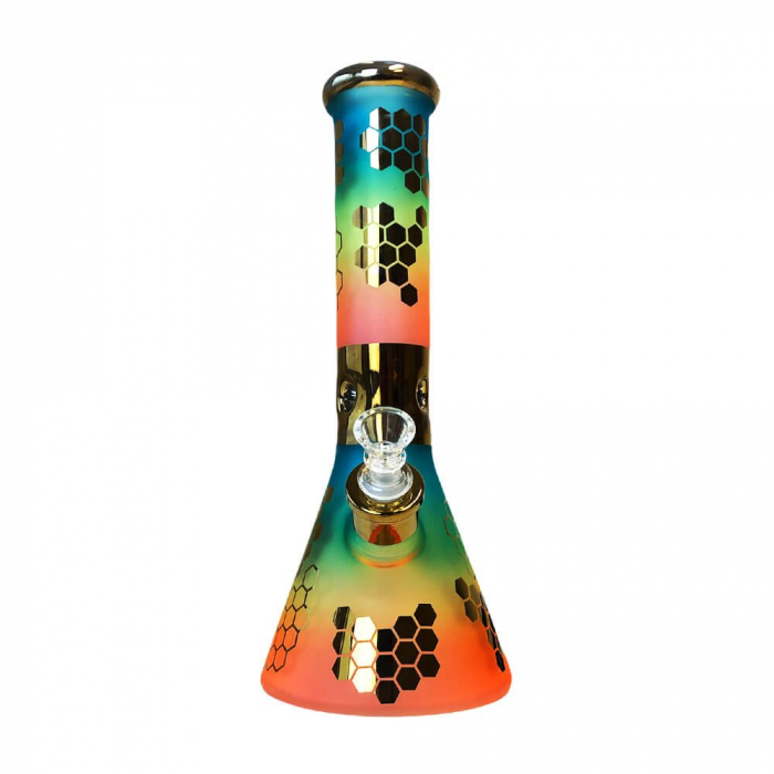 Bong sticla, Black Sheep, Rainbow Bee Hexagon Triple Glass, 32cm [3]