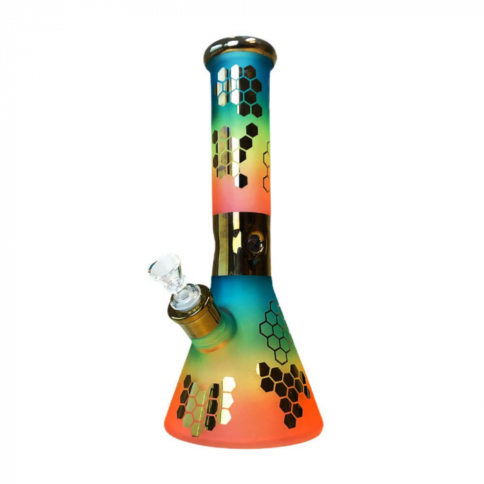Bong sticla, Black Sheep, Rainbow Bee Hexagon Triple Glass, 32cm [2]