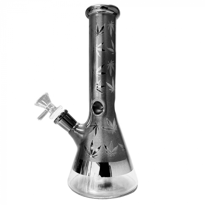 Bong sticla, Black Sheep, Weed Leaves Gri, 25cm [2]