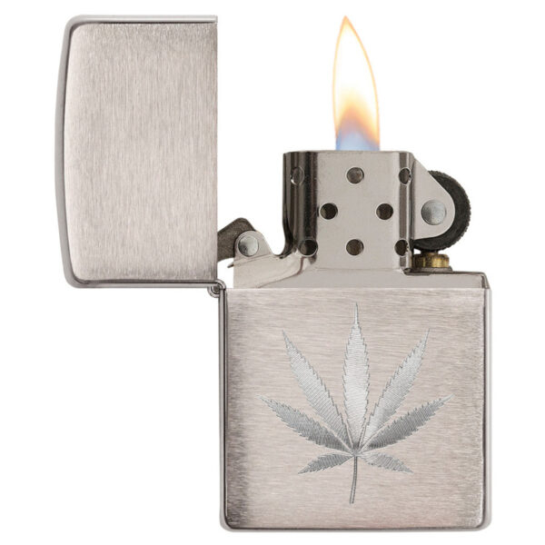 Bricheta originala Zippo, Cannabis Design Brushed Chrome Engraved [2]