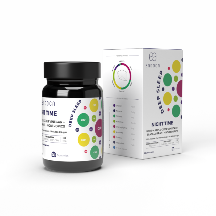 Jeleuri CBD+CBN, Endoca, NIGHT TIME, Coacaze negru, 1500mg [5]