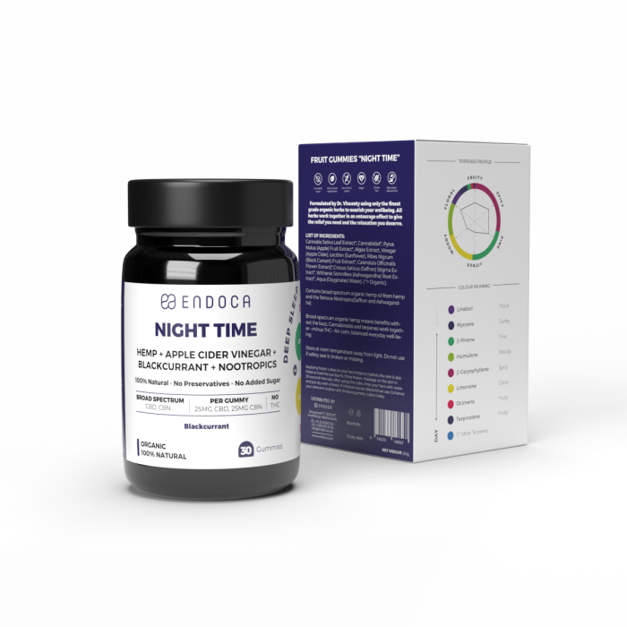 Jeleuri CBD+CBN, Endoca, NIGHT TIME, Coacaze negru, 1500mg [4]