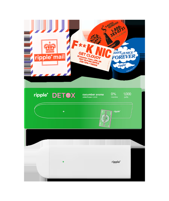 Tigara electronica, Ripple+, DETOX, Castravete, fara nicotina, 1000 pufuri [8]