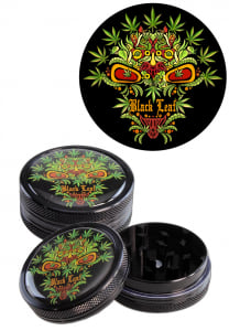 Grindere tutun si ierburi - Grinder metalic 'Black Leaf' Leaf Skull, 2 parti, Ø50mm