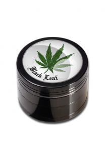 Grindere tutun si ierburi - Grinder metalic 'Black Leaf' Leaf, 4 parti, Ø50mm