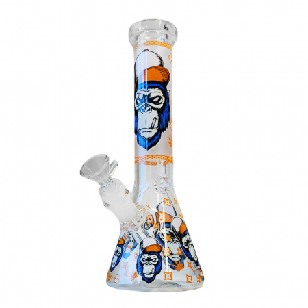Bonguri - Bong sticla, Black Sheep, Glow Dark Orange Gorilla, Triple Glass, 25cm