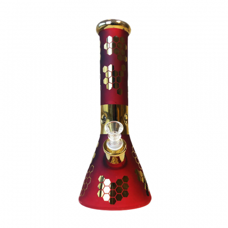 Bonguri - Bong sticla, Black Sheep, Red Bee Hexagon Triple Glass, 32cm