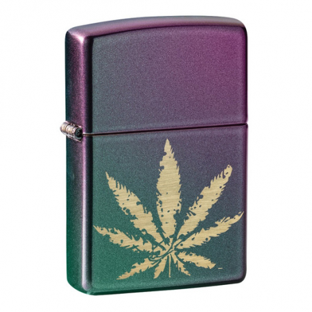 Altele - Bricheta originala Zippo, Cannabis Design Iridescent Engraved