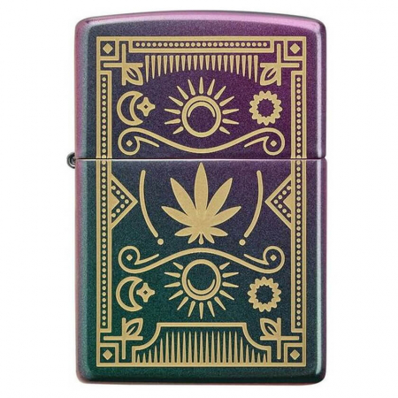 Altele - Bricheta originala Zippo, Cannabis Design Iridescent Laser Engrave
